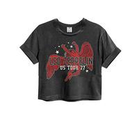 Amplified Crop Top Woman T-Shirt (LED Zeppelin Icarus - Charcoal, S)