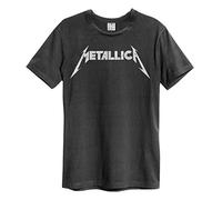 Amplified Maglietta con Logo Metallica, Grigio, XXL, Logo, Carbone, XXL