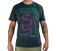 Amplified Nirvana Serve The Serpants Mens T-Shirt in Charcoal XX Charcoal