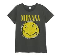 Amplified Maglietta unisex da adulto con scritta "Smiley Nirvana", Carbone, L