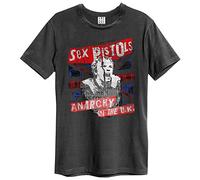 Amplified Sex Pistols-Anarchy T-Shirt, Grey (Charcoal CC), L Uomo