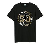 Amplified T-Shirt Banda Anniversario - 50 Anni ACDC - Classic Bolt, Nero, M