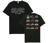 Amplified T-Shirt Banda Anniversario - 50 Anni ACDC - History Back Print, Nero, XL