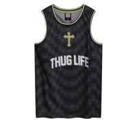 Amplified Tupac - Maglia da basket nera, Nero , M