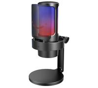 AmpliGame Gaming PC Desktop Condensatore RGB Mic per Registrazione Streaming Podcast YouTube su Mac/Computer/PS4/PS5, con Pulsante Mute, Guadagno microfono, Filtro Pop, Shock Mount, Jack per cuffie-A8