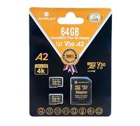 Amplim Scheda Micro SD da 64 GB, adattatore di memoria MicroSD Plus | A2 MicroSDXC U3 classe 10 V30 UHS-I per Nintendo, GoPro Hero, Surface, Phone, Camera Cam, Tablet, nero, confezione da 2