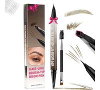 Ampltulastd 4d Brow Pen - for Natural, All-Day Eyebrow & Eyeliner Perfection, Hardpointing Microblading Eyebrow Pencil Waterproof, Faux Brow Ultra Fine Double-Brush Tip Brow Filling Pen (01#)