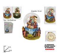 AMPOLLA CARILLON SFERA VETRO NATIVITA' LA SACRA FAMIGLIA CM 12 PRESEPE NATALE