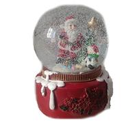 Ampolla palla di neve con babbo sfera carillon rosso di natale in vetro addobbi