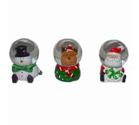 Ampolla palla di neve con renna babbo pupazzo sfera di natale set da 3 in vetro