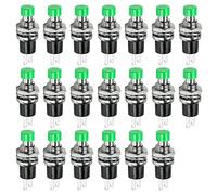 Ampper Interruttori momentanei a Pulsante Mini, 2 Pin On off 1A 250V AC 7MM Round SPST Interruttori momentanei Aperti Normali (Verde, Confezione da 20)