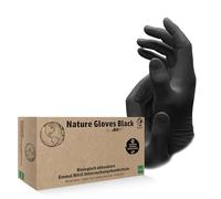 AMPri Guanti in nitrile biodegradabili, neri, 100 pezzi/scatola, taglia L, senza polvere, Nature Gloves by Med-CComfort: guanti monouso in nitrile disponibili nelle taglie XS, S, M, L, XL