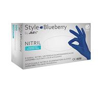 AMPri Guanti in nitrile blu scuro, 100 pezzi/scatola, taglia M, senza polvere, stile blueberry by Med-Comfort: guanti monouso in nitrile nelle taglie XS, S, M, L, XL