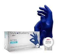 AMPri Guanti in nitrile blu scuro, 100 pezzi/scatola, taglia XS, senza polvere, stile blueberry by Med-Comfort: guanti monouso in nitrile nelle taglie XS, S, M, L, XL