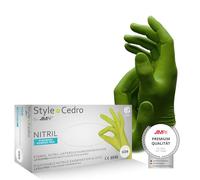 AMPri Guanti in nitrile, cedro, verde, 100 pezzi/scatola, taglia M, senza polvere, stile cedro by Med-CComfort: guanti monouso in nitrile nelle taglie XS, S, M, L, XL