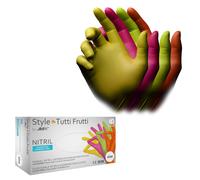 Nitrile Guanti Style Tutti Frutti Med-Comfort, 100 Guanti, Colori Tutti Frutti, Taglia L