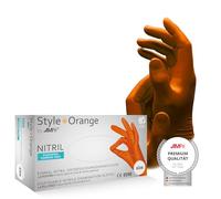 Ampri Powder-Free Nitrile Gloves - - Orange, Size M by Med-Comfort
