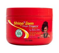 Ampro Shine-n-Jam Magic Fingers Gel per trecce. Fornisce una tenuta salda con lucentezza non grassa. Rafforza i capelli con proteine della seta. Funziona su qualsiasi struttura dei capelli per creare