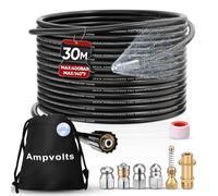 Ampvolts 30 m Sonda Sturatubi per Idropulitrice - 400 Bar/5800 PSI, 5 Ugelli e 1 Adattatore in Ottone, Compatibile con Karcher K2 K3 K4 K5 K6 K7 - Pulizia Facile dei Tubi