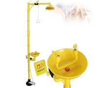 AMQYDT Doccia di Emergenza e lavaocchi combinata, con Pedale, Rivestimento in ABS e Acciaio Inossidabile 304, per fabbriche/Laboratori/ingegneria Meccanica