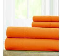 Amrapur Overseas 10100MFS-ORG-QN | Set di lenzuola in microfibra solida, 4 pezzi, serie 1800, 100 g/m (Paradise Orange Queen)
