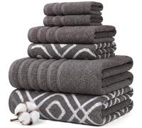 Amrapur Pacific Coast Textiles - Asciugamani Tinti in Filo, 6 Pezzi, Colore Grigio Cenere, 6 Pezzi