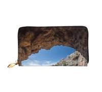 AMREWQYL Arch in Maiorca Spagna stampato Pelle Lunga Pochette Portafoglio Donna Viaggio Portafoglio Carta di Credito Portafoglio, nero, Taglia unica