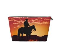AMREWQYL Beauty case da viaggio in pelle con stampa Cowboy West, Oro, Taglia unica
