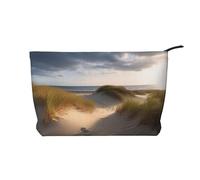 AMREWQYL Beauty case da viaggio in velluto a coste stampato con dune sulla spiaggia, pochette, nero, taglia unica, Nero , Taglia unica