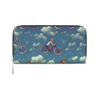 AMREWQYL Biciclette Bicicletta Ciclismo Stampato Pelle Mano Portafoglio Donna Viaggio Portafoglio Portafoglio Carta di Credito, nero, Taglia unica
