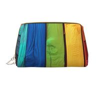 AMREWQYL Borsa cosmetica portatile in pelle stampata wood1 colorata borsa da toilette pochette, bianco, Taglia unica