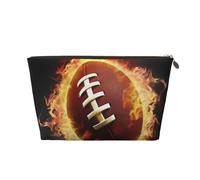 AMREWQYL Borsa da toeletta da viaggio in pelle stampata con stampa di football americano fiammeggiante, pochette per cosmetici, Oro, Taglia unica