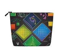 AMREWQYL Borsa da toilette da viaggio con stampa a quiz di matematica, nero, Taglia unica