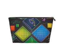 AMREWQYL Borsa da toilette da viaggio in pelle stampata con quiz di matematica, borsa per cosmetici, pochette, Oro, Taglia unica