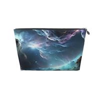AMREWQYL Borsa da toilette da viaggio in pelle stampata con stampa 3D con universo e spazio, Argento, Taglia unica