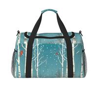 AMREWQYL Borsa da viaggio a mano stampata con albero di betulla di buon Natale Borsa da viaggio Casual