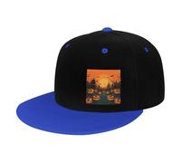 AMREWQYL Cappellino da baseball hip hop stampato arancione di Halloween cappello da sole copricapo, Blu, 4-7