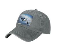 AMREWQYL Cappello da baseball da cowboy lavato con casquette stampato aereo volante cappello da camionista, Grigio, 4-7