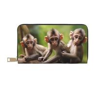 AMREWQYL Carino Little Monkeys Portafoglio in pelle stampata Portafoglio da viaggio da donna Portafoglio per carte di credito, bianco, Taglia unica