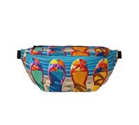 AMREWQYL Colorful Flip Flops Beach Ball stampato Crossbody Waist Pack Casual Chest Bag, nero, Taglia unica