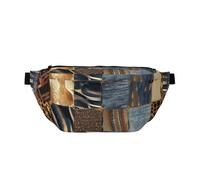 AMREWQYL Denim Patchwork stampato Crossbody Waist Pack Casual Chest Bag, nero, Taglia unica