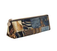 AMREWQYL Denim Patchwork stampato in pelle matita astuccio portatile cancelleria Pouch