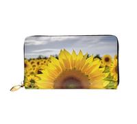 AMREWQYL Fioritura Girasoli Stampato Pelle Lungo Pochette Portafoglio Donna Viaggio Portafoglio Portafoglio Carta di Credito, nero, Taglia unica
