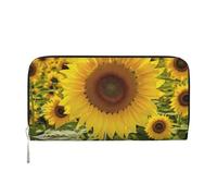 AMREWQYL Fioritura Girasoli Stampato Portafoglio A Mano In Pelle Donna Viaggio Portafoglio Portafoglio Carta di Credito, nero, Taglia unica