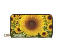 AMREWQYL Fioritura Girasoli Stampato Portafoglio in Pelle Donna Viaggio Portafoglio Portafoglio Carta di Credito, bianco, Taglia unica