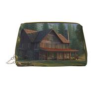 AMREWQYL House by The Lake, pochette portatile in pelle stampata per cosmetici, bianco, Taglia unica