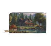 AMREWQYL House by The Lake - Portafoglio da donna in pelle con stampa, per carte di credito, colore bianco, taglia unica, bianco, Taglia unica