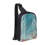 AMREWQYL Merry Christmas - Borsa a tracolla con stampa albero di betulla, doppia tasca diagonale
