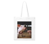AMREWQYL Never Wrestle with Pigs - Borsa per la spesa in tela stampata