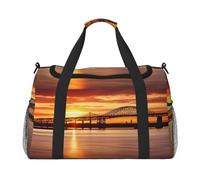 AMREWQYL Newark Bay Bridge and Sunset borsa da viaggio a mano borsa da viaggio casual
